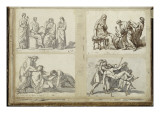 Quatre personnages drapés, en conversation ; scène de gynécée ; vieille femme penchée sur deux Lámina giclée por Jacques-Louis David Quatre personnages drapés, en conversation ; scène de gynécée ; vieille femme penchée sur deux Lámina giclée por Jacques-Louis David
