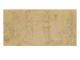 Album : femme ailée, femme armée et femme debout ; quatre personnages dont Hercule Lámina giclée por Jacques-Louis David Album : femme ailée, femme armée et femme debout ; quatre personnages dont Hercule Lámina giclée por Jacques-Louis David