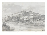 Album : Deux vues superposées du Janicule ; paysage avec obélisque ; Monuments avec rivière Lámina giclée por Jacques-Louis David