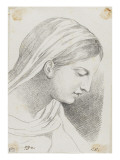 Album : Tête de femme vue de profil et tournée vers la droite d'après Raphaël reproduction procédé giclée par Jacques-Louis David