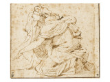Femme agenouillée, tournée vers la gauche et pleurant Giclée-Druck von Nicolas Poussin
