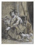 La femme au chat Giclee-trykk av Faustin Besson La femme au chat Giclee-trykk av Faustin Besson