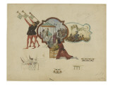 Modèle de décor pour un vase en faïence: cortège royal : CharlesVII à cheva Lámina giclée por Emile Gallé Modèle de décor pour un vase en faïence: cortège royal : CharlesVII à cheva Lámina giclée por Emile Gallé