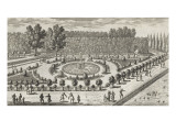 Planche 227: vue du parterre des Grenouilles dans les jardins du château de Chantilly// vue Reproduction procédé giclée par Adam Perelle