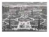 Diverses Vues de Chantilly : Le Parterre de l'Orangerie, le premier parterre créé par Le Nôtre à Reproduction procédé giclée par Adam Perelle