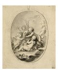 Album factice : Quatre Amours jouant avec un bouc, dans un médaillon ovale Vers 1749-1751 reproduction procédé giclée par Augustin De Saint-aubin