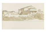 Vue de la Villa Borghèse reproduction procédé giclée par Pierre Henri de Valenciennes
