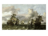 Escadre Néerlandaise de la Compagnie des Indes Lámina giclée por Ludolf Backhuysen