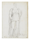 Album : Une Niobide ; femme debout tenant une coupelle et un rouleau ; Uranie dite la Juive Lámina giclée por Jacques-Louis David