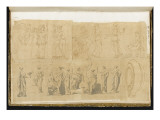 Album : femme ailée, femme armée et femme debout ; quatre personnages dont Hercule Lámina giclée por Jacques-Louis David