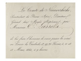 Carton d'invitation aux soirées du Louvre organisées par le Comte de Nieuwerkerke, les vendredis Giclee Print