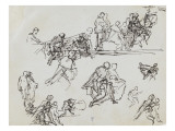 Divers croquis de groupes reproduction procédé giclée par Thomas Couture