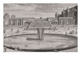 Diverses Vues de Chantilly. Le Grand Escalier et la Fontaine de la Gerbe Reproduction procédé giclée par Adam Perelle