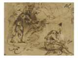 Deux figures tournées vers la droite, dans un paysage Giclée-tryk af Domenico Beccafumi Deux figures tournées vers la droite, dans un paysage Giclée-tryk af Domenico Beccafumi