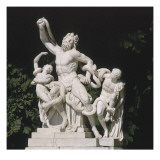 Vue du parc : statue: demi-lune du parterre de Latone côté nord : "Laocoon et ses fils étouffés Reproduction procédé giclée par Jean-Baptiste Tuby