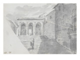Album : Vue de la villa Giraud Rispoli à Rome ; paysage avec muraille, tourelle et casino Lámina giclée por Jacques-Louis David Album : Vue de la villa Giraud Rispoli à Rome ; paysage avec muraille, tourelle et casino Lámina giclée por Jacques-Louis David