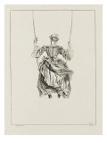 Femme vue de dos sur une balançoire reproduction procédé giclée par Jean Antoine Watteau