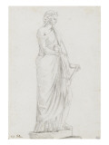 Album : Une Niobide ; femme debout tenant une coupelle et un rouleau ; Uranie dite la Juive reproduction procédé giclée par Jacques-Louis David