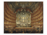 Fête musicale donnée par le cardinal de la Rochefoucauld au théâtre Argentina de Rome le 15 Giclée-Druck von Giovanni Paolo Pannini