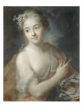 Nymphe de suite d'Apollon, tenant une couronne de lauriers (copie d'un pastel de Rosalba Carriera) reproduction procédé giclée par Maurice Quentin de La Tour