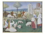 Suffrage des Saints du Livre d'Heures d'Etienne Chevalier : Sainte Marguerite et Olibrius dit reproduction procédé giclée par Jean Fouquet