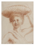 Jeune femme en buste, de face, maintenant de la main gauche une corbeille sur sa tête reproduction procédé giclée par Roger de La Fresnaye