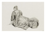 Jeune femme assise à terre reproduction procédé giclée par Jean Antoine Watteau