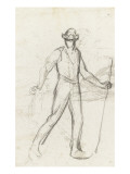 Jeune paysan coiff'un chapeau rond, marchant avec un bn reproduction procédé giclée par Jean-François Millet