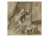 Climène après avoir coupé et attaché ses cheveux, baise le sol de sa chambre reproduction procédé giclée par Toussaint Dubreuil