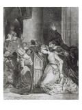 "Faust" de Goethe: Marguerite en prière à l'église avec Méphisto: "Malheureuse..."; 1828 Giclee Print by Eugene Delacroix