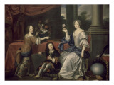 Louise de la Beaume le Blanc, duchesse de la Vallière et ses enfants, Marie Anne de Bourbon, Melle reproduction procédé giclée par Pierre Mignard