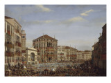 Visite de Napoléon Ier à Venise du 28 novembre au 8 décembre 1807: L'Empereur présidant les Giclee-trykk av Giuseppe Borsato