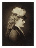 Jeune femme en buste de profil, tournée vers la droite à l'abondante chevel reproduction procédé giclée par Adèle .