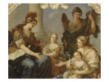 Chambre de la Reine : dessus de porte : "La Jeunesse et la Vertu présentent les deux princesses à Giclee Print by Charles Joseph Natoire