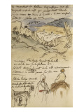 Album du Maroc: En haut, vue des remparts et de la ville de Tanger, la mer vers la gauche et fond reproduction procédé giclée par Eugene Delacroix