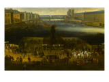 Vue perspective 2 de la Seine de Paris sur le palais du Louvre, depuis le Pont Neuf vers 1666 reproduction procédé giclée