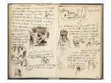 Folio 21v :Croquis divers d'Arabes dans des intérieurs. Folio 22 r : en haut, croquis d'une rue reproduction procédé giclée par Eugene Delacroix