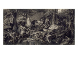 Charlemagne traversant les alpes et forçant les gorges du Mont-Cenis, en 773 reproduction procédé giclée par Paul Delaroche