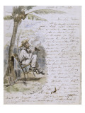 Lettre autographe: Lettre à Hardin; Charles Giraud lisant la lettre de son ami à l'ombre d'un Giclée-Druck von Sébastien Charles Giraud