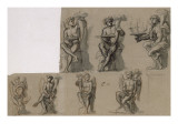 Projets pour le décor du salon Octogone de l'Appartement des Bains de Louis XIV à Versailles: reproduction procédé giclée par Charles Le Brun