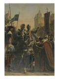 Le comte de Dunois recevant les clefs de la cité présentées par les jurés de la ville Reproduction procédé giclée par Auguste Jean-baptiste Vinchon