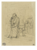 Homme en costume médiéval assis sur un trône, se détournant de deux enfants reproduction procédé giclée par Paul Delaroche
