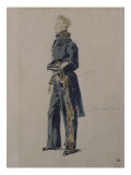 Homme debout de profil à gauche en costume d'ambassadeur ou Portrait du comte Charles de Mornay reproduction procédé giclée par Eugene Delacroix