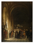 Le Roi Louis-Philippe et la famille royale, visitant les Galeries Historiques du musée de Giclée-Druck von Auguste Jean-baptiste Vinchon