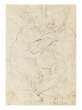 Homme nu assis et dormant, la tête appuyée sur ses bras croisés reproduction procédé giclée par Luca Cambiaso