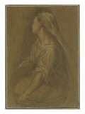 Jeune femme tenant une bassine à mi-corps la tête tournée vers l'arrière reproduction procédé giclée par Federico Barocci