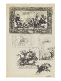 Etude d'ensemble avec projet de cadre pour la Bataille et reprises de détails Gicleetryck av Louis Anquetin Etude d'ensemble avec projet de cadre pour la Bataille et reprises de détails Gicleetryck av Louis Anquetin