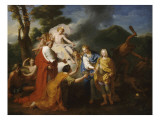 L'Espagne offrant sa couronne à Philippe de France, duc d'Anjou, en présence du cardinal Lámina giclée por Henri Antoine De Favanne