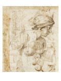 Buste de femme nue, tête couverte d'un mouchoir, et demi-figure de femme reproduction procédé giclée par Giovanni Francesco Grimaldi
