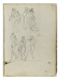 Album : Groupe de figures drapées et groupe de satyres et bacchantes reproduction procédé giclée par Antoine-Jean Gros